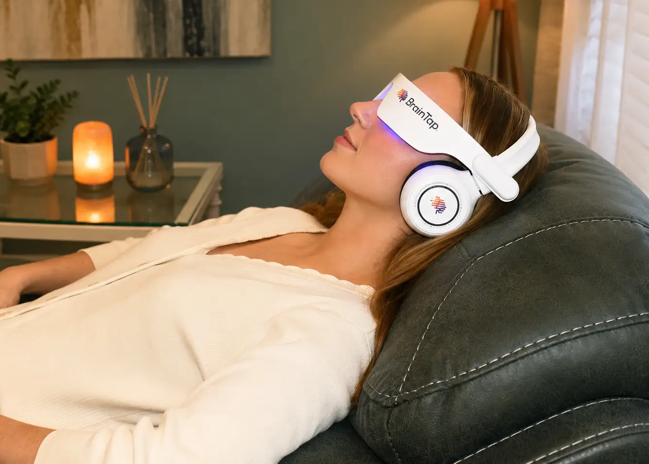 Person enjoying a BrainTap guided wellness session