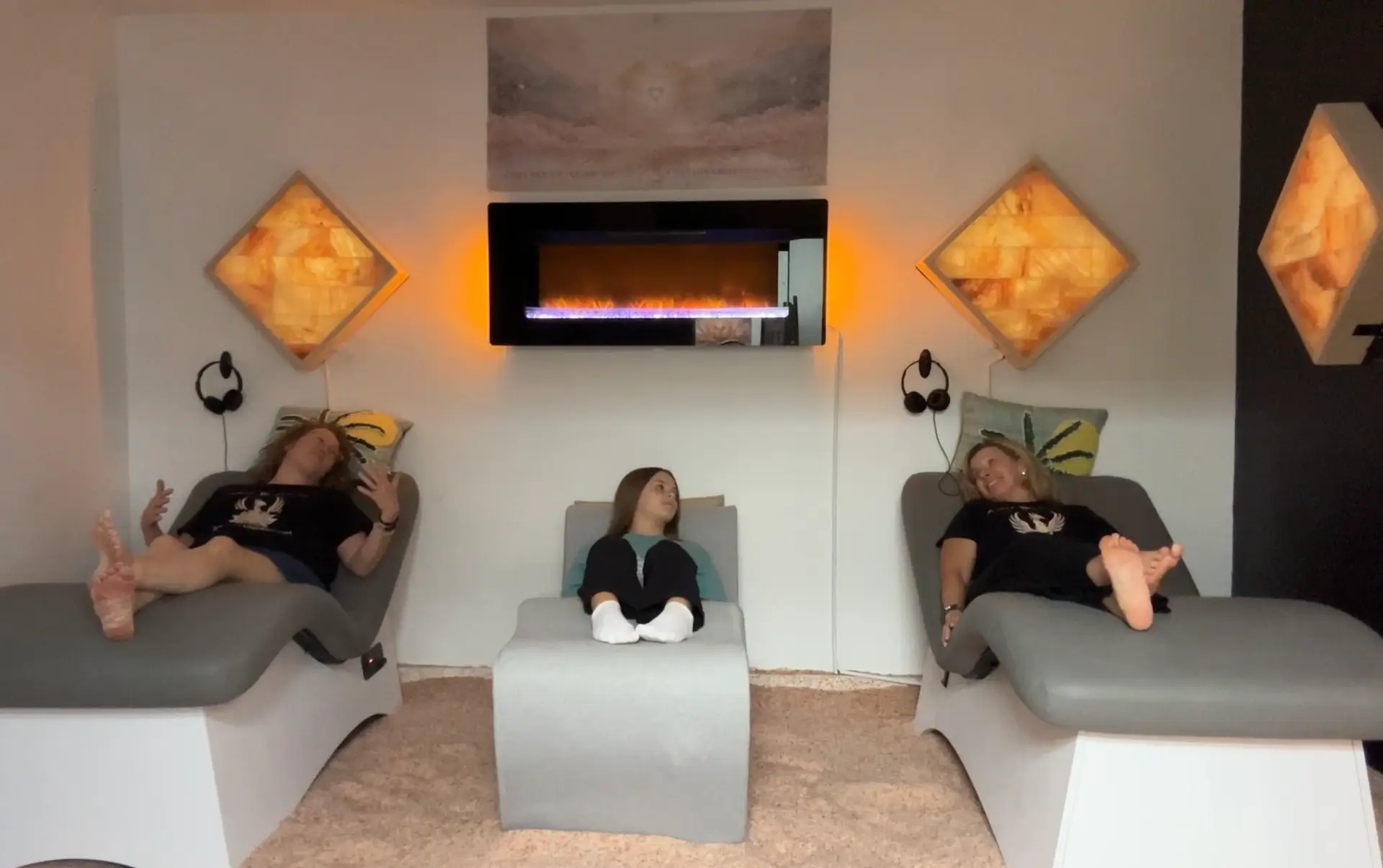 women in salt room